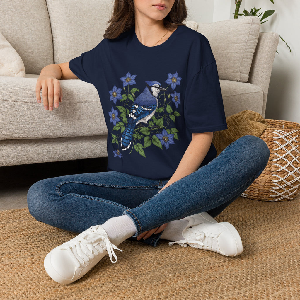 Blue Jay Floral Nature T-Shirt