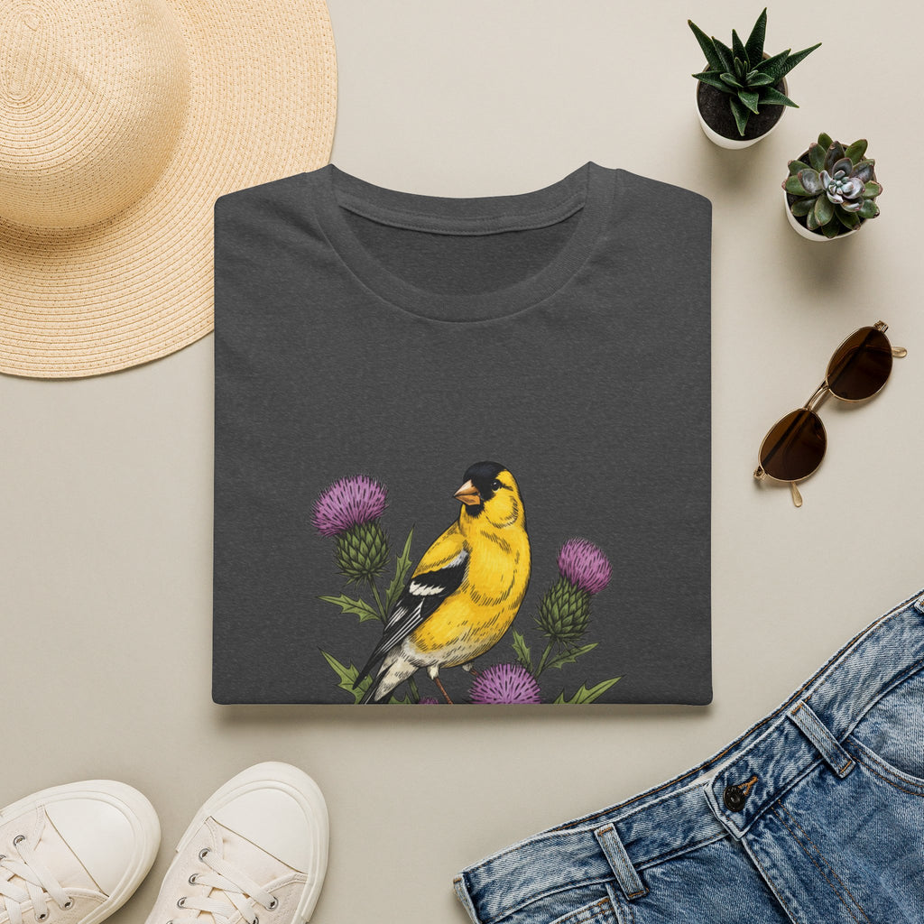 Goldfinch & Thistle T-Shirt — Botanical Bird Illustration Tee