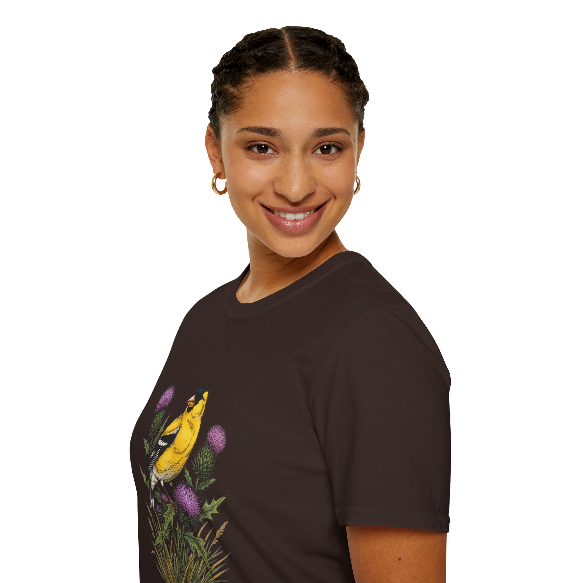 Goldfinch & Thistle T-Shirt — Botanical Bird Illustration Tee