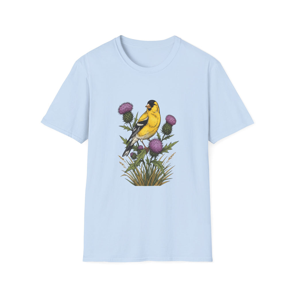 Goldfinch & Thistle T-Shirt — Botanical Bird Illustration Tee