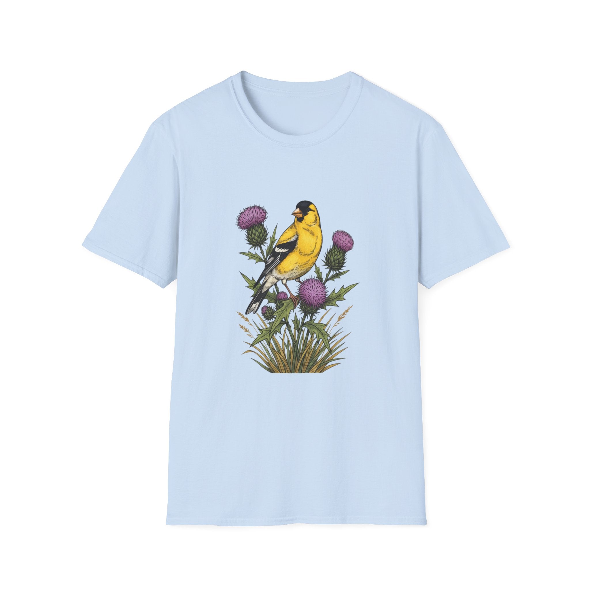 Goldfinch & Thistle T-Shirt — Botanical Bird Illustration Tee