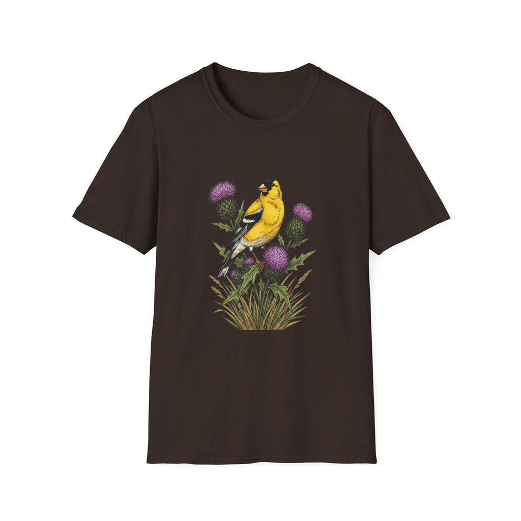 Goldfinch & Thistle T-Shirt — Botanical Bird Illustration Tee