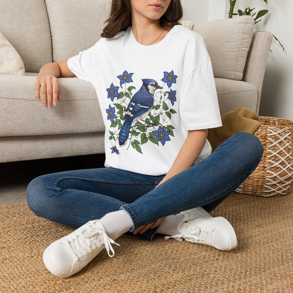 Blue Jay Floral Nature T-Shirt