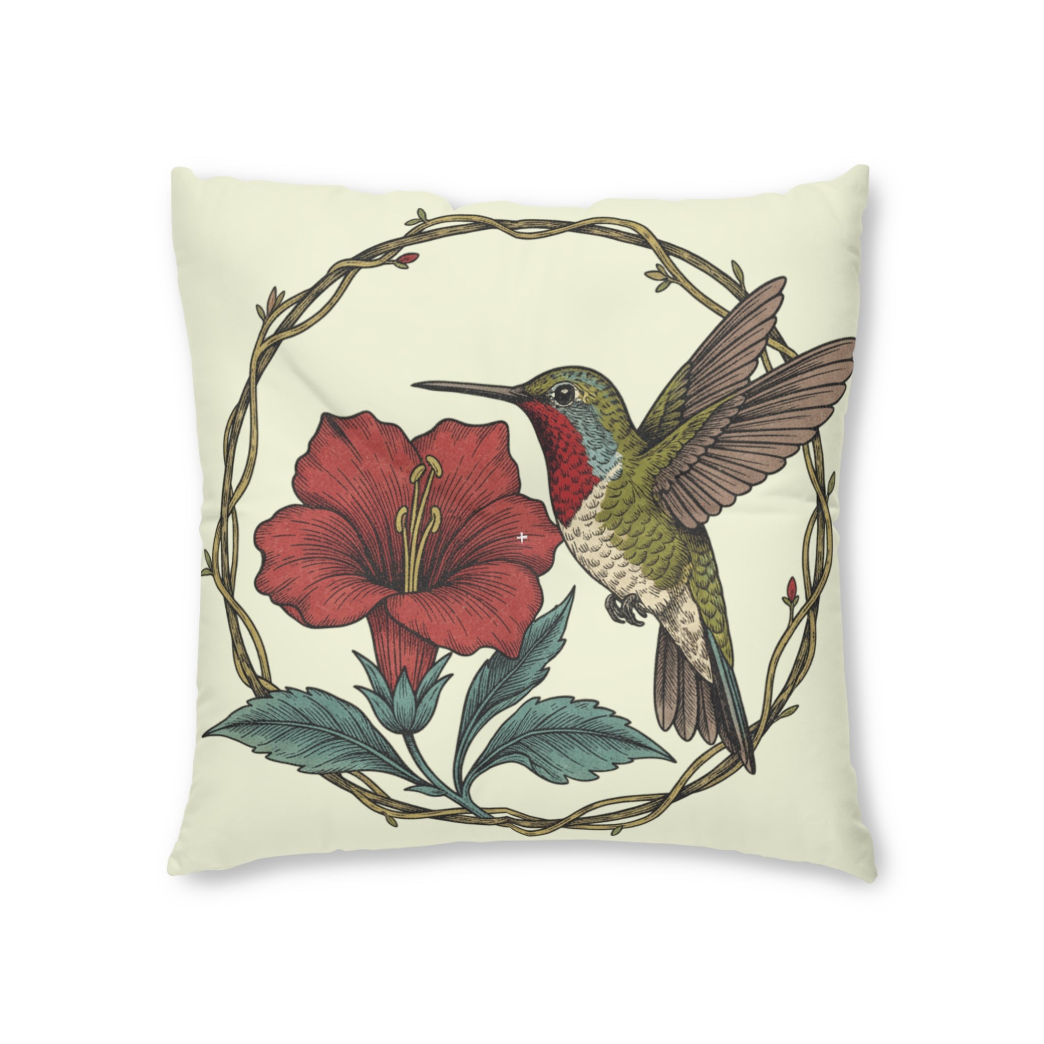 Hummingbird & Red Hibiscus Floor Pillow