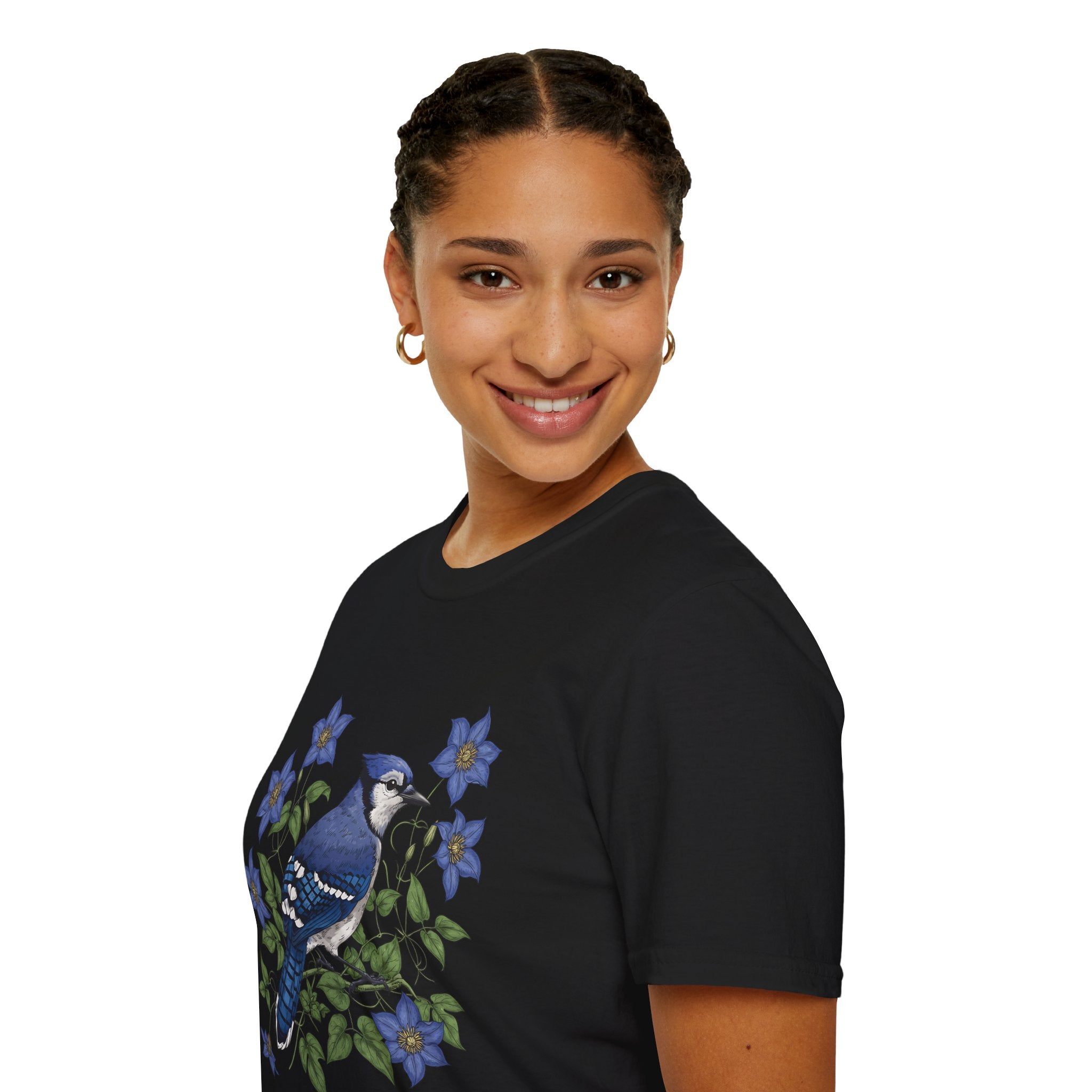Blue Jay Floral Nature T-Shirt
