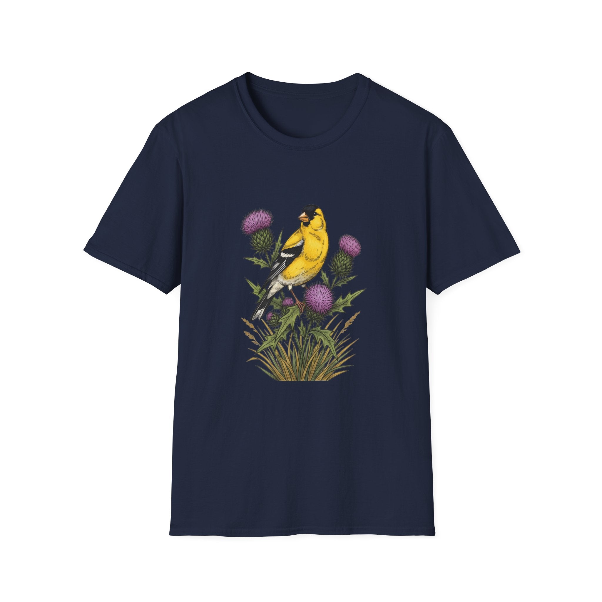 Goldfinch & Thistle T-Shirt — Botanical Bird Illustration Tee