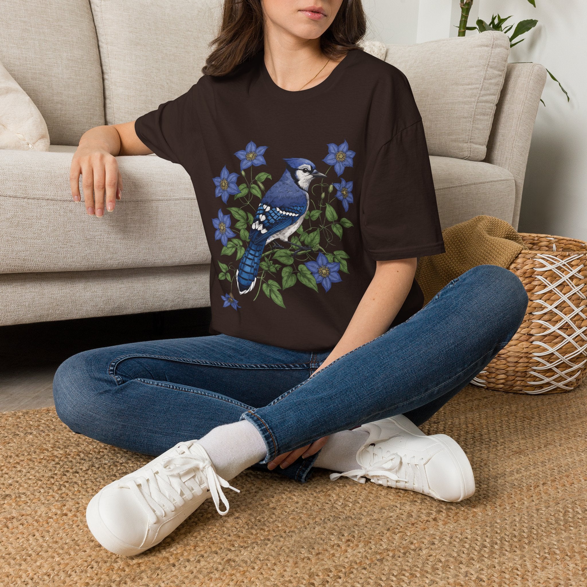 Blue Jay Floral Nature T-Shirt