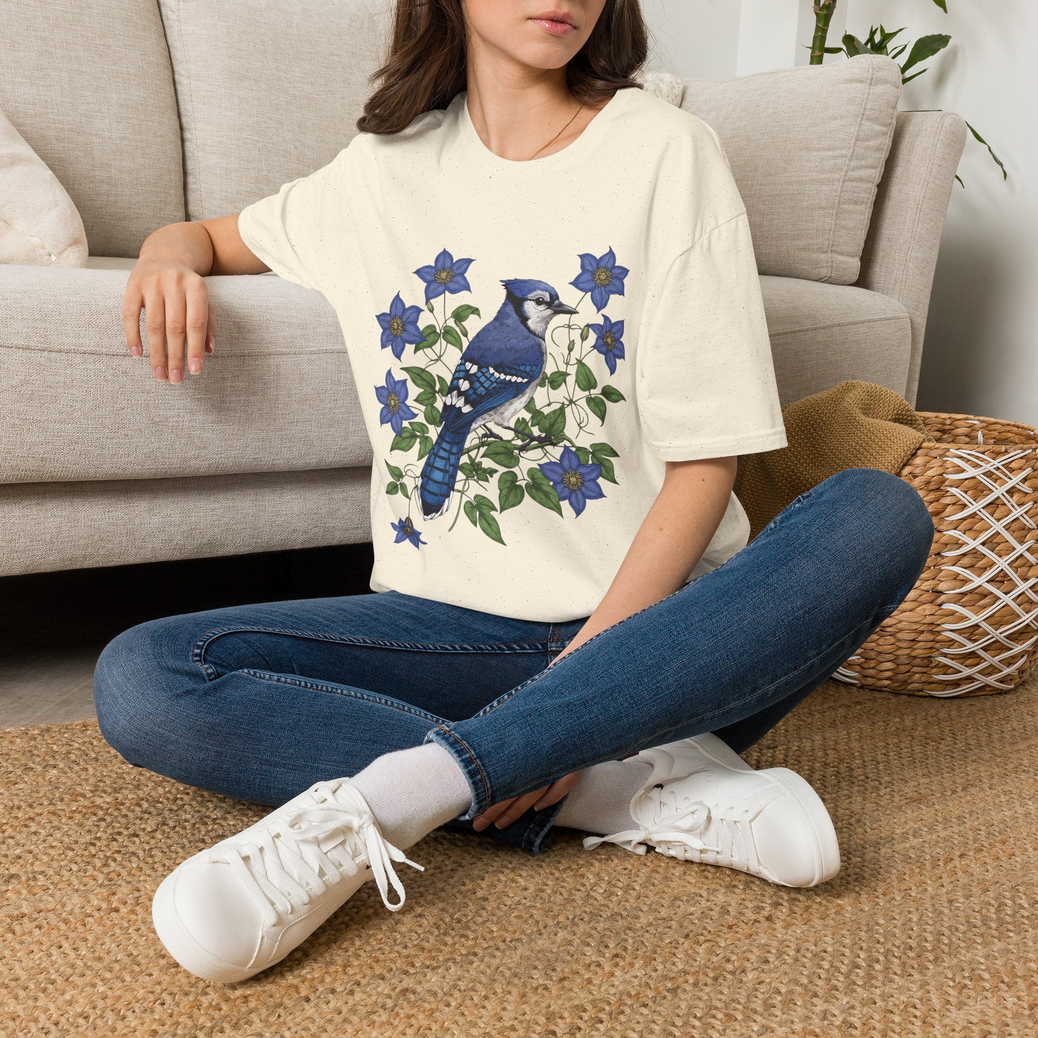 Blue Jay Floral Nature T-Shirt