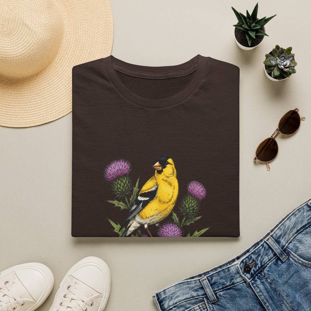 Goldfinch & Thistle T-Shirt — Botanical Bird Illustration Tee