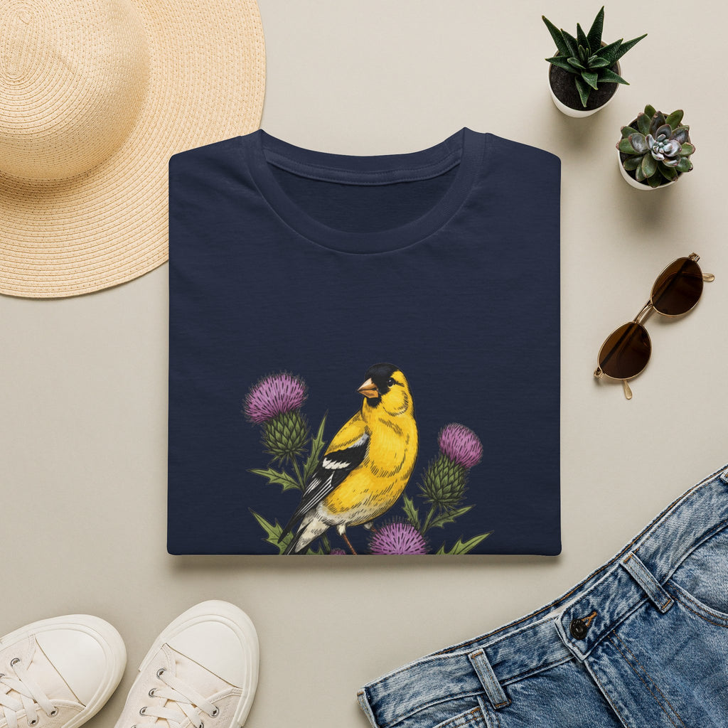 Goldfinch & Thistle T-Shirt — Botanical Bird Illustration Tee