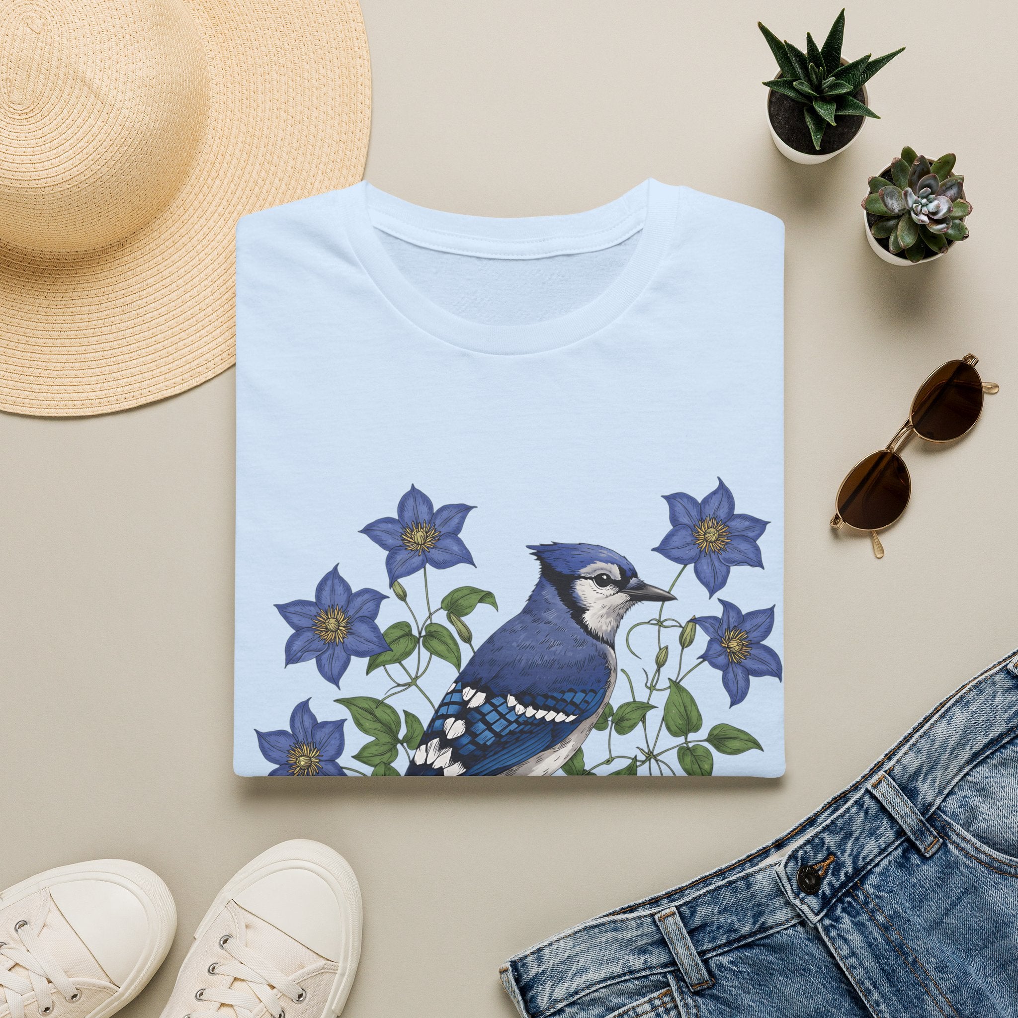 Blue Jay Floral Nature T-Shirt